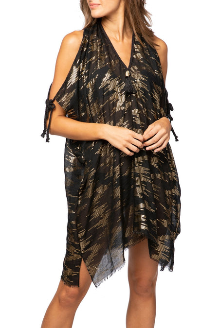 Open Shoulder Dress in Sugar Mountain Fabric