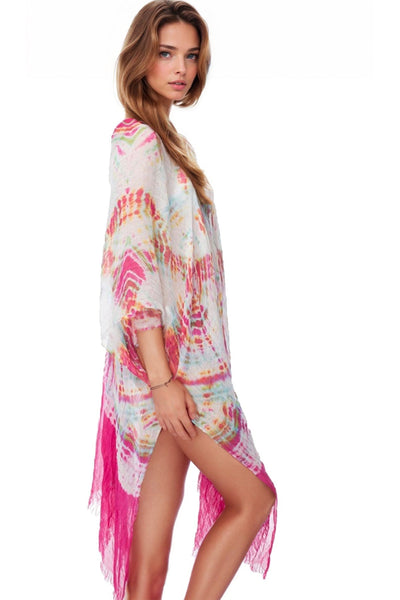 Pool to Party Kaftan Tie Dye Splash Kaftan Maxi Dress in Tropical / One Size / Tropical Tie Dye Splash Kaftan Maxi Dress in Tropical