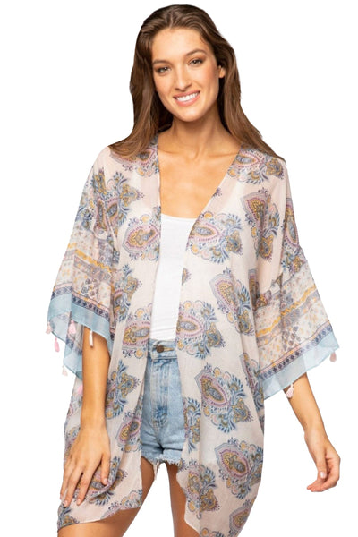 Pool to Party Kimono Bell Kimono Sleeve Kimono Coverup in Sheer Print | Warehouse Sale Now