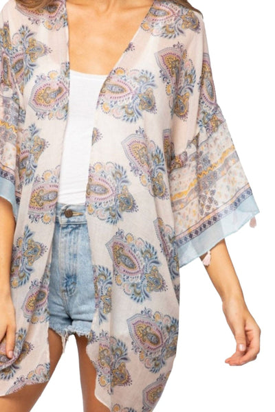 Pool to Party Kimono Bell Kimono Sleeve Kimono Coverup in Sheer Print | Warehouse Sale Now