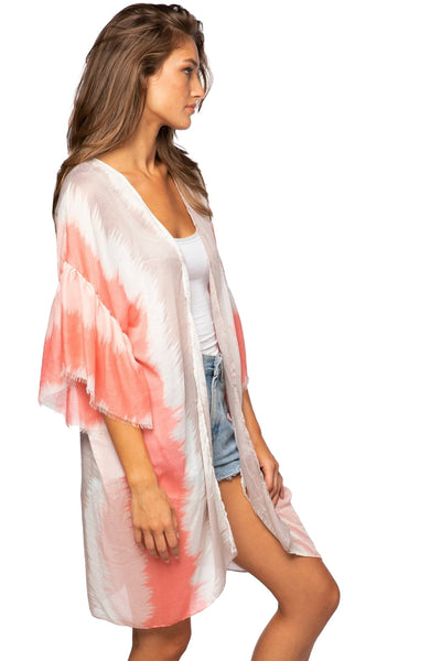 Pool to Party Kimono Bell Kimono Sleeve Kimono Coverup in Sheer Print | Warehouse Sale Now