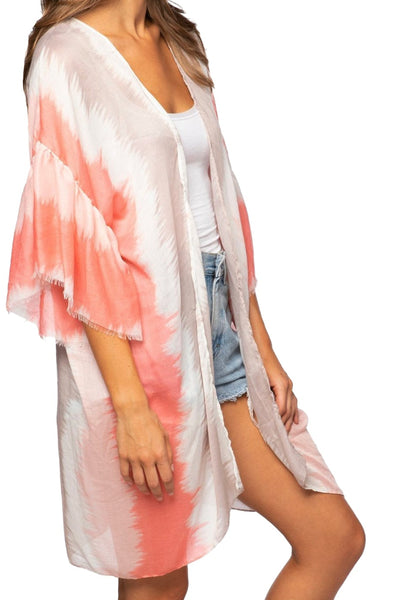 Pool to Party Kimono Bell Kimono Sleeve Kimono Coverup in Sheer Print | Warehouse Sale Now