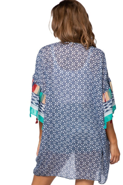 Pool to Party Kimono Bell Kimono Sleeve Kimono Coverup in Sheer Print | Warehouse Sale Now