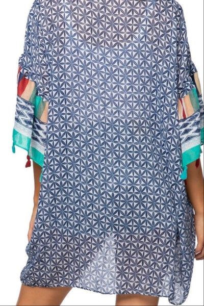 Pool to Party Kimono Bell Kimono Sleeve Kimono Coverup in Sheer Print | Warehouse Sale Now