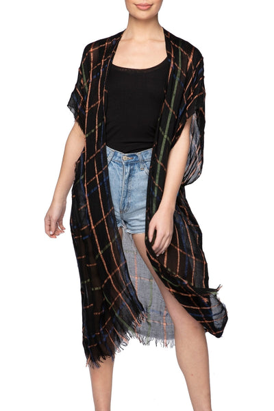 Pool to Party Kimono Black / One Size Lightweight Plaid Kimono Wrap
