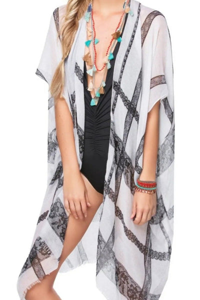 Pool to Party Kimono Black / One Size Victorian Lace Kimono Wrap in Black