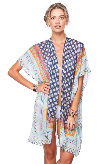 Bell Kaftan Coverup Dress in Sahara Stripe Print