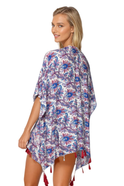 Pool to Party Kimono Blue / One Size Poison Ivy Print Coverup Kimono