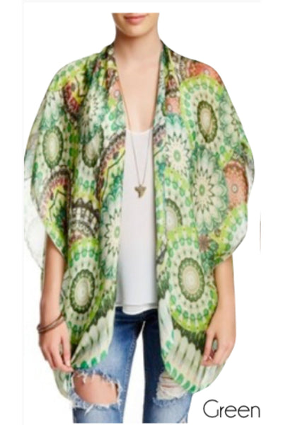 Pool to Party kimono Electric Bloom / One Size / Green Electric Bloom Kimono Wrap