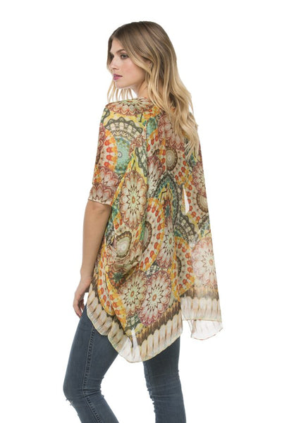 Pool to Party kimono Electric Bloom / One Size / Orange Electric Bloom Kimono Wrap in Orange
