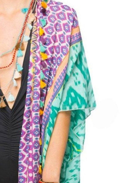 Pool to Party Kimono Green / One Size Folk Song Kimono Wrap in Green