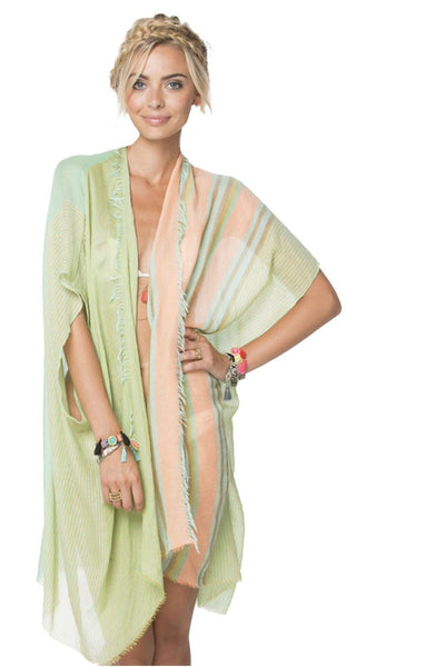 Pool to Party Kimono Mint / One Size Beach Stripe Kimono