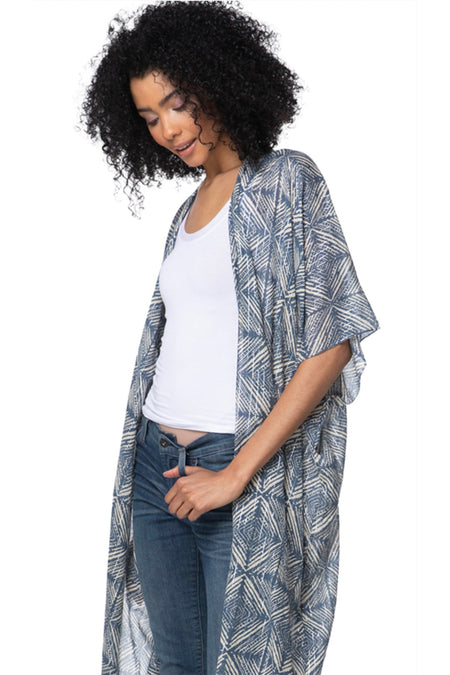 Cotton with Lurex Luxury Fringe Edge Crop Kimono