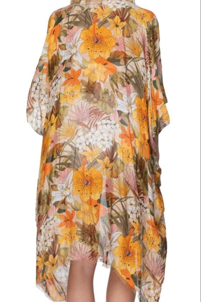 Pool to Party Kimono One Size / Beige / 50% Modal/50% Viscose Beautiful Day Print Coverup Kimono Wrap