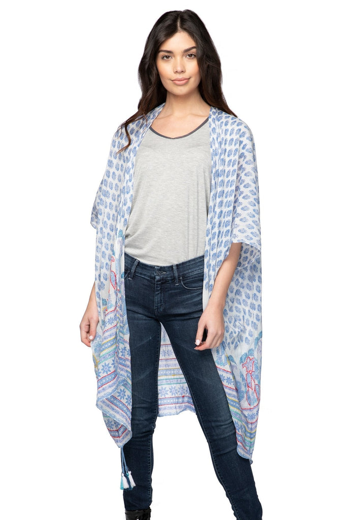 Embroidered Paisley Kimono Wrap