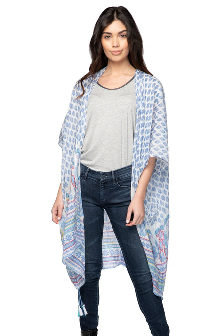 Cotton with Lurex Luxury Fringe Edge Crop Kimono