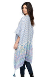 Pool to Party Kimono One Size / Blue / 100% Cotton Embroidered Paisley Kimono Wrap