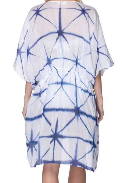 Pool to Party Kimono One Size / Blue / 100% Cotton Window Panes Open Kaftan