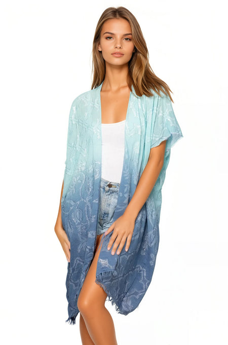 Cotton with Lurex Luxury Fringe Edge Crop Kimono