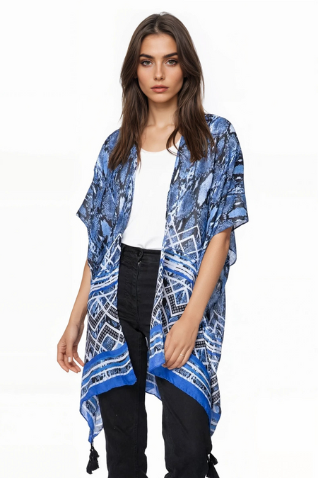 Cotton with Lurex Luxury Fringe Edge Crop Kimono