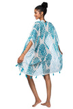 Pool to Party Kimono One Size / Blue / 100% soft Polyester Dance At The Bazaar Print Coverup Kimono