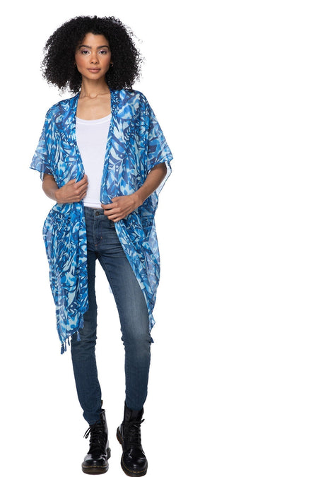Kimono Coverup in Neon Tropics Print
