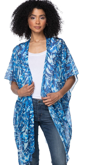 Cotton with Lurex Luxury Fringe Edge Crop Kimono