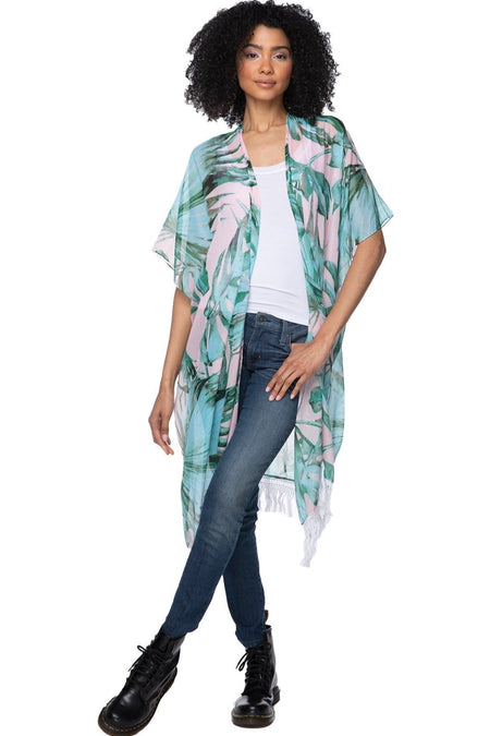 Dash of Roses Cropped Bell Kimono in White
