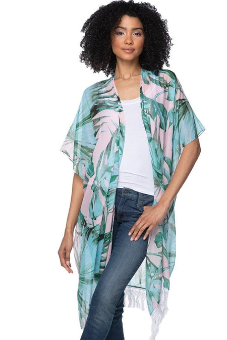 Cotton with Lurex Luxury Fringe Edge Crop Kimono
