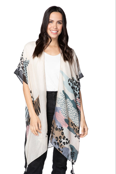 Cotton with Lurex Luxury Fringe Edge Crop Kimono