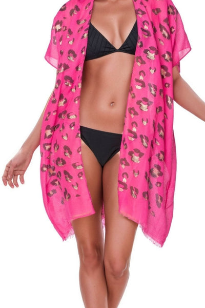 Pool to Party Kimono One Size / Fuchsia / 100% Crepe Poly Shining Spots Kimono Wrap