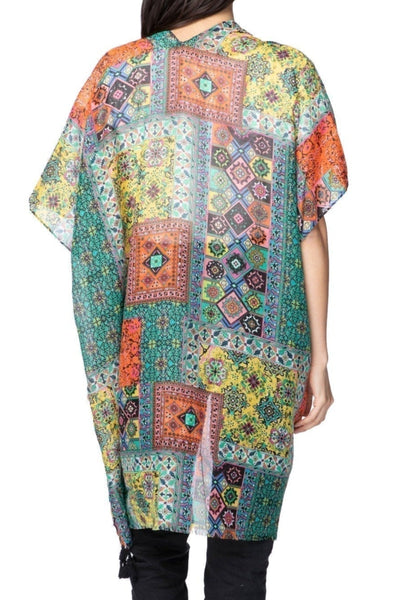 Pool to Party Kimono One Size / Green / 100% Polyester Summer Bazaar Coverup Kimono Wrap