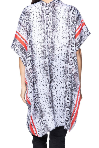 Pool to Party Kimono One Size / Grey / 100% Polyester Striped Scales Kimono Wrap