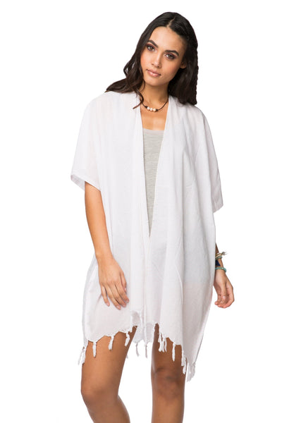 Pool to Party Kimono One Size / Lt. Pink Panama Kimono in Maldive Stripes