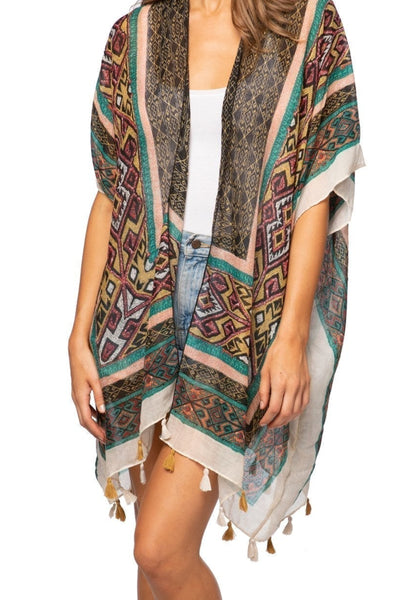 Pool to Party Kimono One Size / Multi / 100% Polyester Sunland Park Print Kimono Wrap