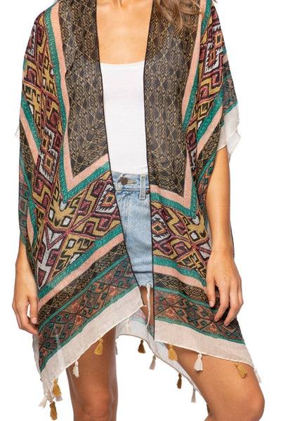 Pool to Party Kimono One Size / Multi / 100% Polyester Sunland Park Print Kimono Wrap