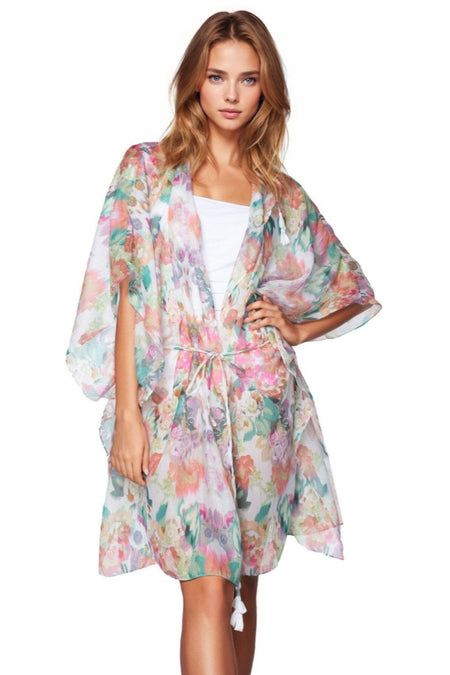 Cotton with Lurex Luxury Fringe Edge Crop Kimono