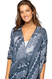 Pool to Party Kimono One Size / Navy / 100% Polyester Nantucket Picnic Print  Kimono Coverup