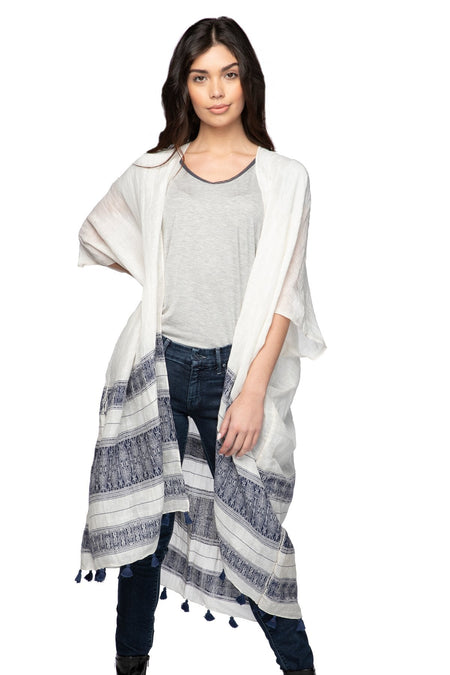 Cotton with Lurex Luxury Fringe Edge Crop Kimono
