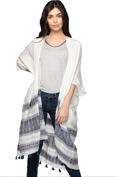 Pool to Party Kimono One Size / Navy / 50% Coton/50% Linen Sandy Bliss Kimono Wrap