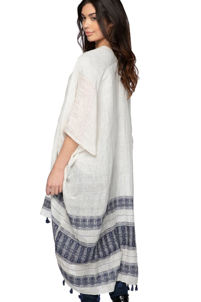 Pool to Party Kimono One Size / Navy / 50% Coton/50% Linen Sandy Bliss Kimono Wrap