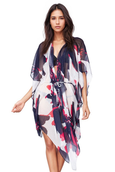 Pool to Party Kimono One Size / Night / 100% Polyester The Cabana Kimono in Spring Splendor Print