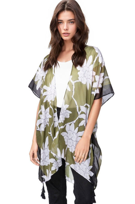 Cotton with Lurex Luxury Fringe Edge Crop Kimono