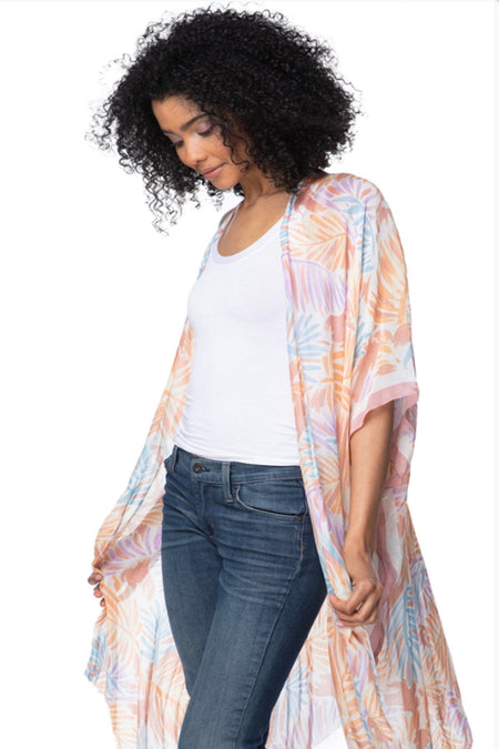 Cotton with Lurex Luxury Fringe Edge Crop Kimono