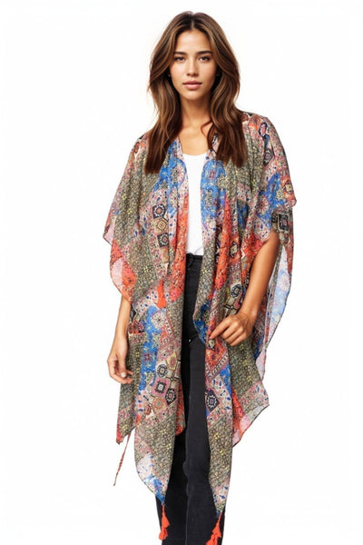 Pool to Party Kimono One Size / Sand / 100% Polyester The Cabana Kimono in Summer Bazaar