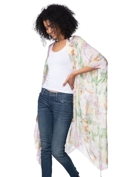 Cotton with Lurex Luxury Fringe Edge Crop Kimono