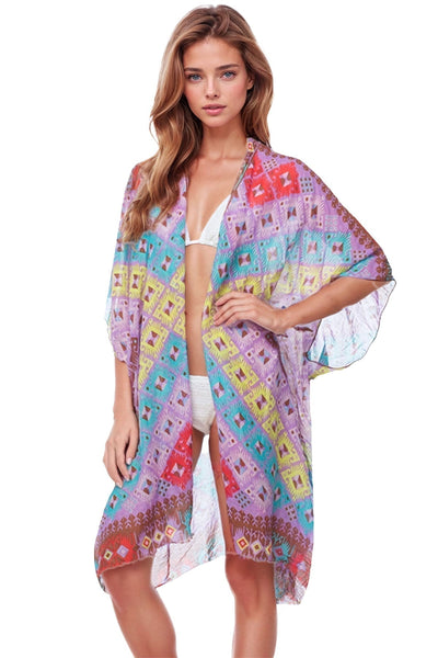Pool to Party Kimono Purple / One Size Kimono Coverup in Desert Sundance Print