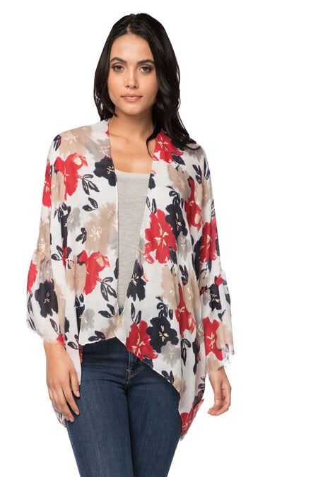 Bell Kimono Coverup in Enchanting Blooms Pink Ptiny