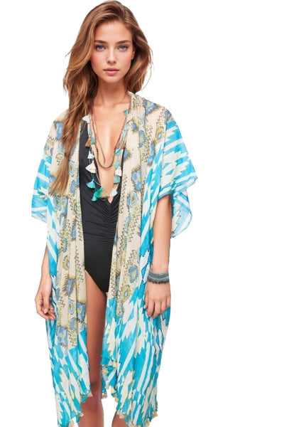 Pool to Party Kimono Sky / One Size Forest Native Kimono Wrap Coverup