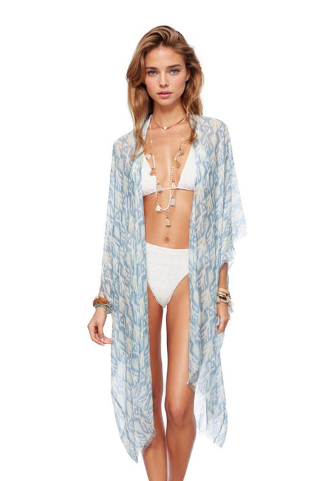 Cotton with Lurex Luxury Fringe Edge Crop Kimono